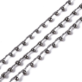 Позолоченные бисер шнуры, с полиэфирными шнурами, со случайными цветными катушками и нейлоновыми шнурами, 2 мм, около 100 ярдов / рулон