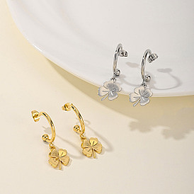 Серьги-гвоздики с клевером из нержавеющей стали