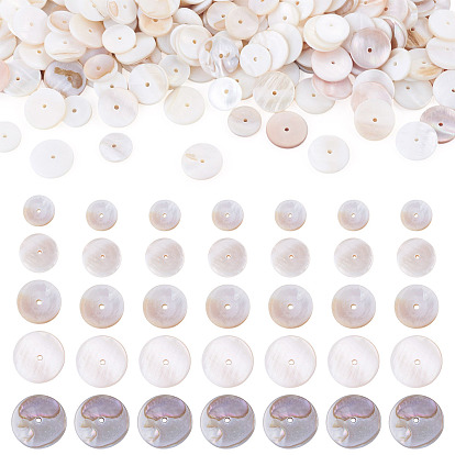 1 Strand 2 Styles Natural Freshwater Shell Beads Strands, Disc, Dyed, Heishi Beads