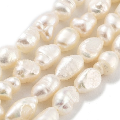 Natural Cultured Freshwater Pearl Beads Strands, Two Sides Polished