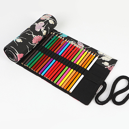 Ballet Girl Pattern Handmade Canvas Pencil Roll Wrap, Roll Up Pencil Case for Coloring Pencil Holder