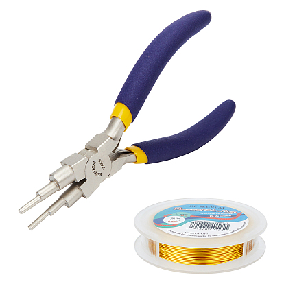 DIY Jewelry Kit, with Carbon Steel Round Nose Pliers and Craft Copper Wire
