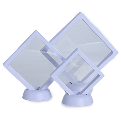 Polyethylene(PE) Frame Stands, with Transparent Membrane, 3D Floating Frame Display Holder, Coin Display Box, Rhombus