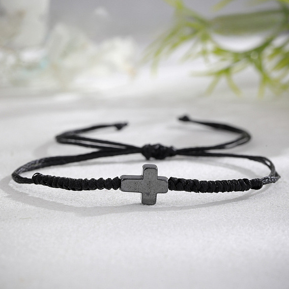 Браслеты из черных драгоценных камней с крестообразными нитями