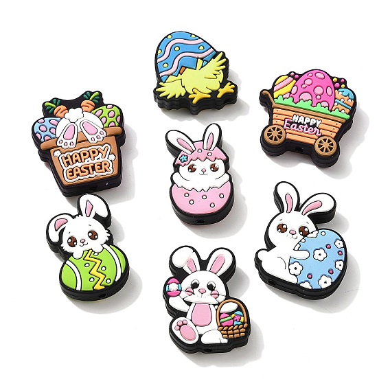 Силиконовые бусины на пасхальную тематику, изготовление ожерелий diy, кролик и яйцо