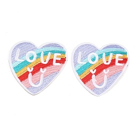 Полиэстер, компьютерная вышивка, нашивки, пришивные и приклеиваемые утюгом., сердце со словом "love", аппликации нашивки