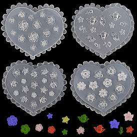 4шт. 4 стили сердца силиконовые резные формы, шаблоны для дизайна ногтей, DIY маникюрный инструмент для украшения ногтей, цветочным узором
