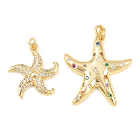 Латунные микро проложить кубического циркония подвески, прелести морская звезда, долговечный, стойки покрытие, без свинца и без кадмия, с целью перехода в кольце, реальный 18 k позолоченный