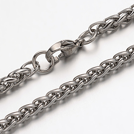 304 из нержавеющей стальной трос цепи ожерелья, с карабин-лобстерами , 23.6 дюйм (599 мм) x 3.8 мм