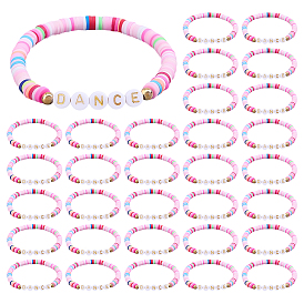 32Pulseras de cuentas acrílicas y arcilla polimérica hechas a mano, baile de palabras