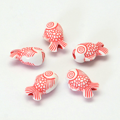 Fish Craft Style Acrylic Beads, 15x9x7.5mm, Hole: 2.5mm, about 1100pcs/500g