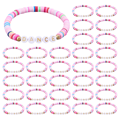 32Pulseras de cuentas acrílicas y arcilla polimérica hechas a mano, baile de palabras