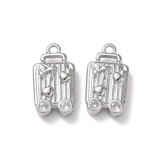 Pendentifs en laiton zircon cubique transparent, bagages avec breloques avion et cœur
