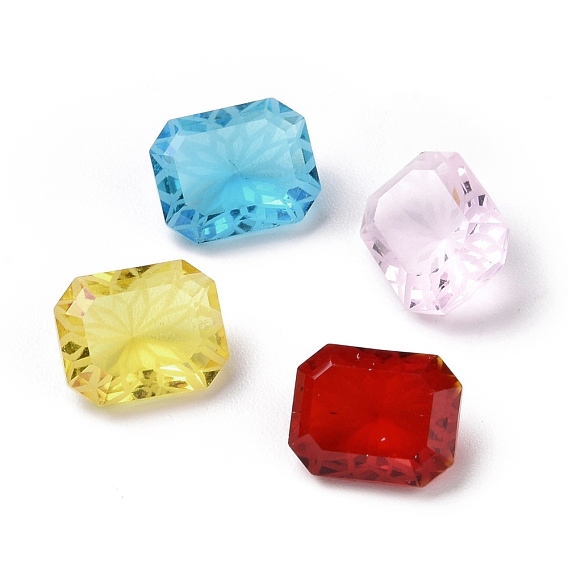 Glass Rhinestone Cabochons, Pointed Back, Rectangle
