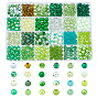 600pcs 24 perles en plastique de la série verte de couleur, Perles acryliques, ronde