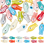 24шт 12цвета фарфоровые подвески, с латунной фурнитурой , рыба