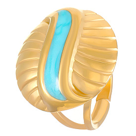 Синтетические бирюзовые кольца для женщин, плоско-круглые, фурнитура из нержавеющей стали 