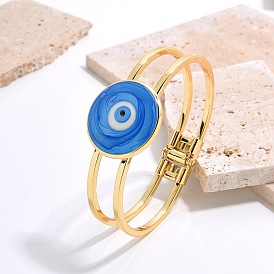 18k Gold Plated Bracelet with Colorful Sand Flowing Devil Eye - Fashionable, High-end