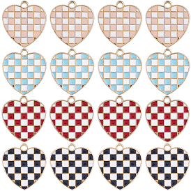 40 шт 4 цвета сплава эмалевые подвески, без кадмия, без никеля и без свинца, золотой свет, сердце с пледом