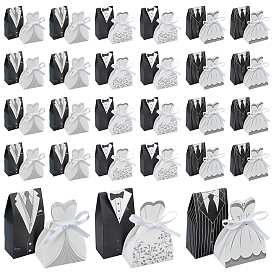 120шт. 6 стили свадебное платье костюм бумажные коробки для конфет в форме костюма с лентой