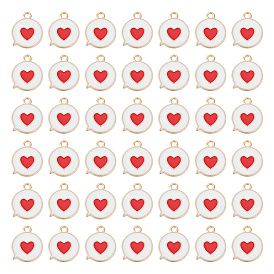 100 шт. Подвески из сплава эмали, плоский ящик для сообщений с сердцем, золотой свет