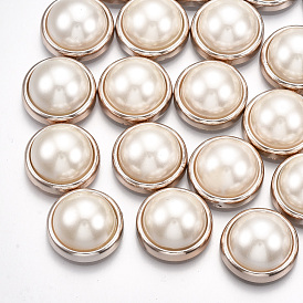 Cabochons en plastique imitation perle abs, avec des résultats acryliques de placage UV, demi-tour