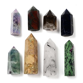 Tower Natural Gemstone Healing Stone Wands, Energy Balancing Meditation Therapy Decors, Hexagon Prism