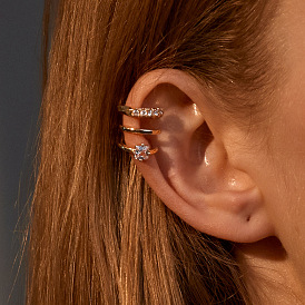 Латунные серьги-манжеты из прозрачного кубического циркония, квадратный