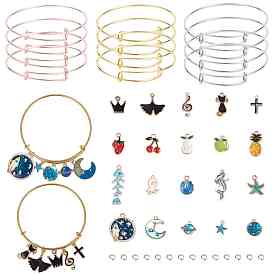 SUNNYCLUE DIY Bangles Making, with Alloy Bangle Making and Alloy Enamel Pendants
