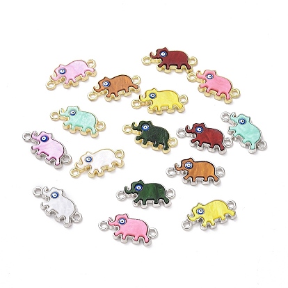 Acrylic Pendants, with Enamel and Alloy Findings, Elephant with Evil Eye, Mixed Color