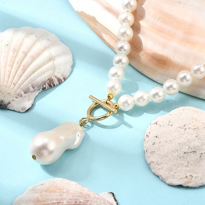 Овальный пластиковый искусственный жемчуг кулон круглый бисер или ожерелья для женщин, кремово-белые