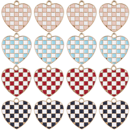 40 шт 4 цвета сплава эмалевые подвески, без кадмия, без никеля и без свинца, золотой свет, сердце с пледом