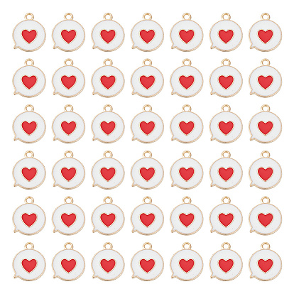 100 шт. Подвески из сплава эмали, плоский ящик для сообщений с сердцем, золотой свет