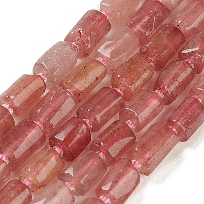 Natural Strawberry Quartz Beads Strands, with Seed Beads, Faceted, Column