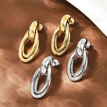 304 овальные серьги-гвоздики из нержавеющей стали с подвесками