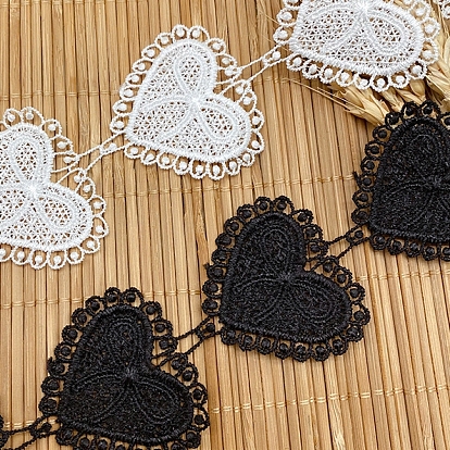 Borde de encaje de poliéster, corazón, accesorios de la ropa