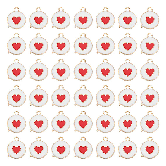 100 шт. Подвески из сплава эмали, плоский ящик для сообщений с сердцем, золотой свет
