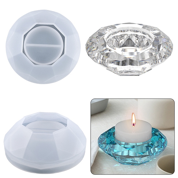 Diamond Shape DIY Tealight Candle Holder Molds, Resin Casting Molds, for UV Resin, Epoxy Resin Craft Making