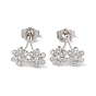 Brass Rhinestone Stud Earrings, Flower