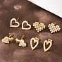 Серьги-гвоздики в форме сердца из латунного АБС-пластика с жемчугом, долговечный, стойки покрытие