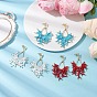 Handmade Glass Seed Beads Dangle Stud Earrings, Star with Teardrop, with Stainless Steel Earring Findings, Golden