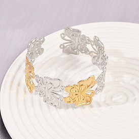 304 женские браслеты-манжеты из нержавеющей стали, бабочка, ионное покрытие (ip)