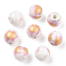Handmade Printed Porcelain Beads, Round