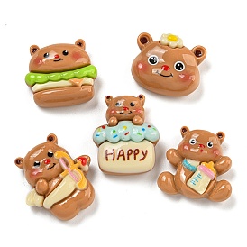 Bear Theme Opaque Resin Cabochons, Colorful