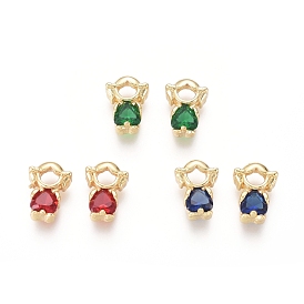 Golden Plated Brass Charms, with Cubic Zirconia, Girl