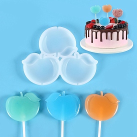 Apple Shape Food Grade Silicone Lollipop Molds, Fondant Molds, for DIY Edible Cake Topper, Chocolate, Candy, UV Resin & Epoxy Resin Jewelry Making