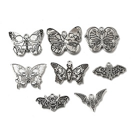 Gothic Tibetan Style Alloy Pendants, Butterfly & Bat Charms
