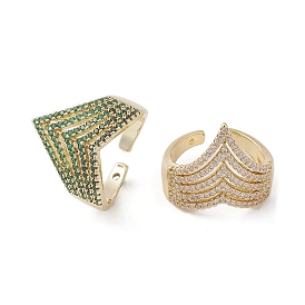 Brass Adjustable Rings, with Micro Pave Cubic Zirconia