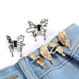 Butterfly Shape Alloy Adjustable Jean Button Pins, Waist Tightener, Sewing Fasteners for Garment Accessories