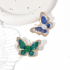 Butterfly Enamel Pins, Zinc Alloy Rhinestone Brooches for Backpack Clothes